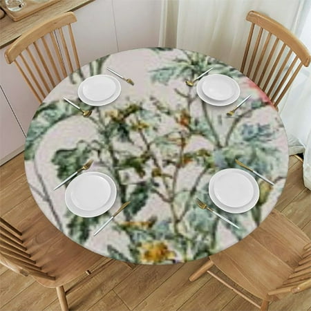 

SHERONV Floral Round Tablecloth Stain Resistant Washable Ideal for Events 42 -46
