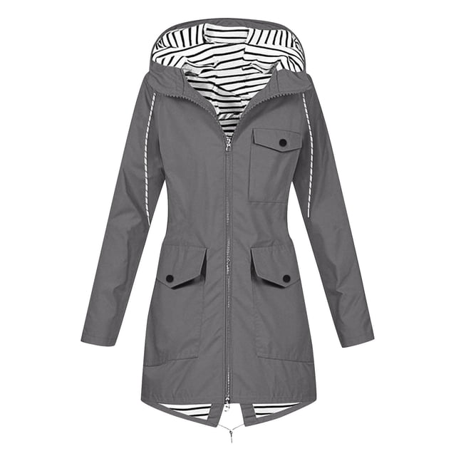 Yuyuzo Manteau de Pluie pour Femmes à Manches Longues, Léger, à Capuche, Imperméable, Actif, Extérieur, Veste de Pluie