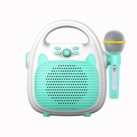 Ametoys Karaoke Machine Rechargeable Portable Karaoke Speaker with Microphone BT/Memory Card/USB Connectivity Lights for Boys Girls