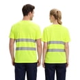 thumbnail image 4 of Men's Summer Short Sleeve Crew Neck High Visibility Reflective Breathable Safety T-Shirt Breathable Quick Dry Top Fluorescent Green L, 4 of 5