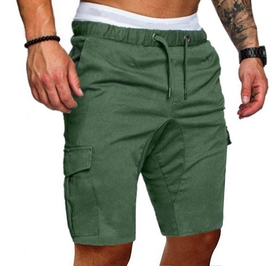 Mens Classic Fit Cargo Shorts Green Cotton New 