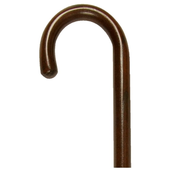 Solid Wood Cane, Round Handle, Crook Style, Walking Aid with Slip Resistant Rubber Grips, Walnut Walnut (Round Handle) Large Grip