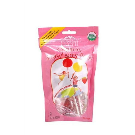 Yummy Earth Organic Standup Lollipops Strawberry Smash, 3 Oz