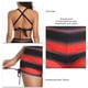 thumbnail image 3 of Traje de baño con estampado de rayas para mujer traje de baño de 2 piezas con tirantes Bikini activo de cintura alta pantalones cortos trajes de baño ANGGREK  Otros, 3 of 7