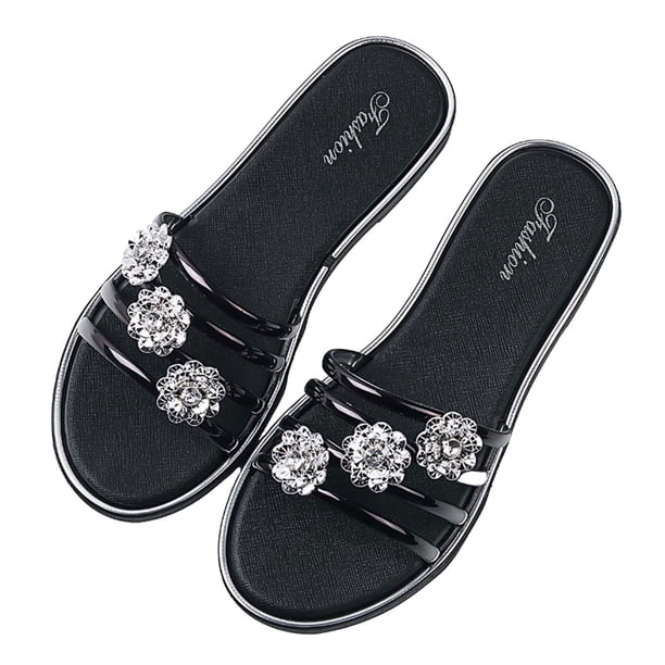 Amzcrzy Zapatos de mujer,Zapatos de mujer,Zapatillas de mujer, Zapatillas de verano con punta redonda para mujer, sandalias de playa con flores a la moda, chanclas planas informales Sandalias Mujer Z