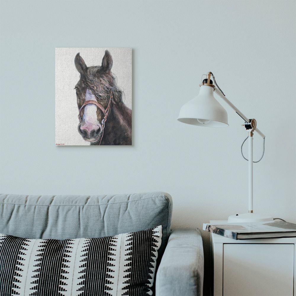 Stupell Industries Large Horse Head Animal Watercolor Painting Canvas Wall Art by George Dyachenko