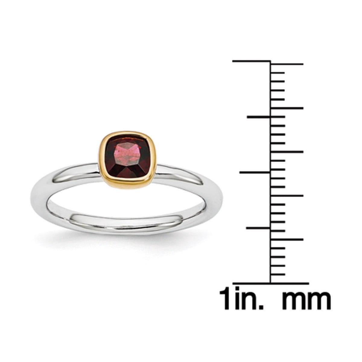 Garnet Sterling Silver with Gold-Plate Ring