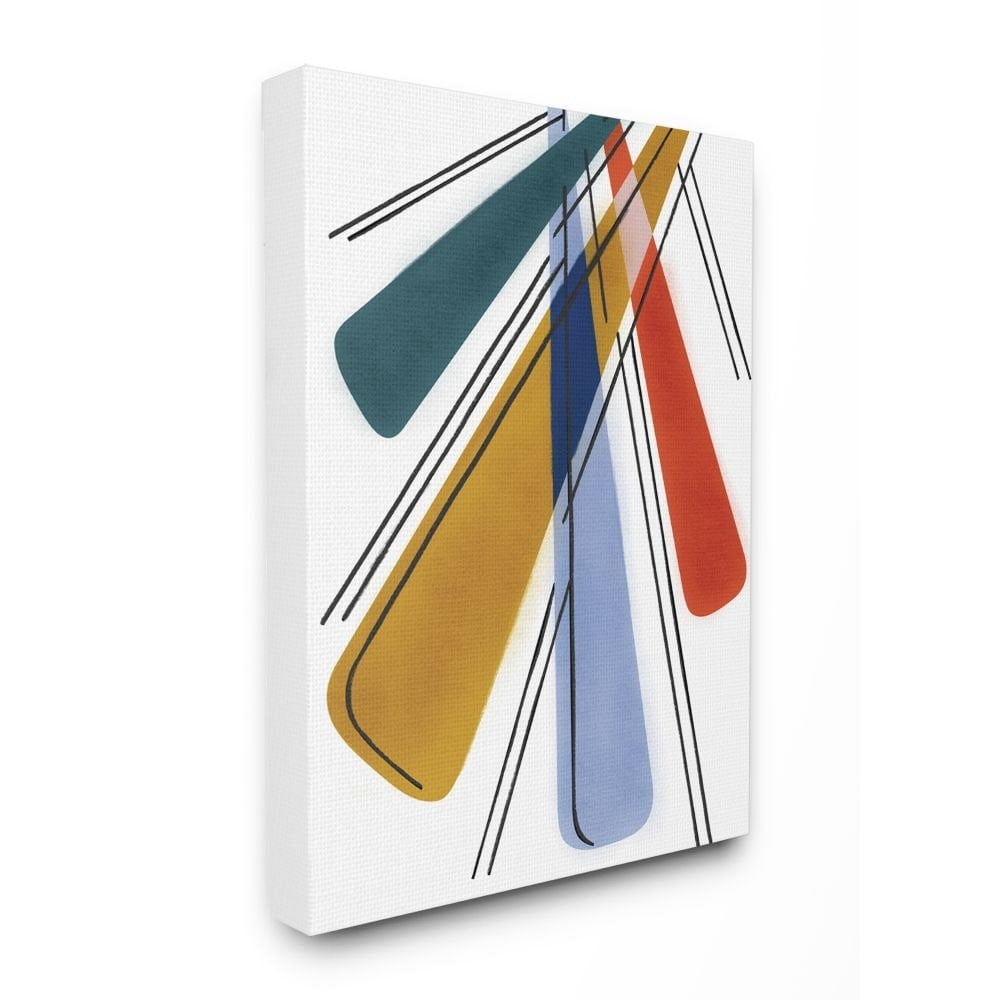 Stupell Industries Abstract Color Rays Yellow Blue Red Design Canvas Wall Art by Daphne Polselli