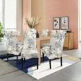 thumbnail image 3 of Chair Covers for Dining Room Set of 6, Stretch Dining Room Chair Covers, Spandex Kitchen Parsons Chair Slipcovers, Dining Chair Covers for Party Ceremony Hotel(Beige and Blue Flower), 3 of 6