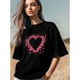 thumbnail image 3 of Women's T-Shirt,Short Sleeve Tee Shirts Casual Tops Valentine's Day Pink Hearts Crewneck T Shirt for Women, 3 of 8