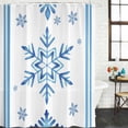 thumbnail image 2 of Blue Snowflake Christmas Shower Curtain, Waterproof Shower Curtains for Bathroom, Xmas Abstract Art Winter Washable Fabric Bathtub Curtain Set Bath Decor with 12 Hooks 72"x78", 2 of 8