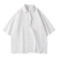 thumbnail image 2 of WREESH Men's Solid Color Button Down Shirts Short Sleeve for a Classic Casual Look White, 2 of 5