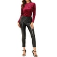 thumbnail image 2 of INSPIRE CHIC T-Shirts en Velours pour Femmes Col Rond Manches Longues Décontracté TG Bourgogne, 2 of 7