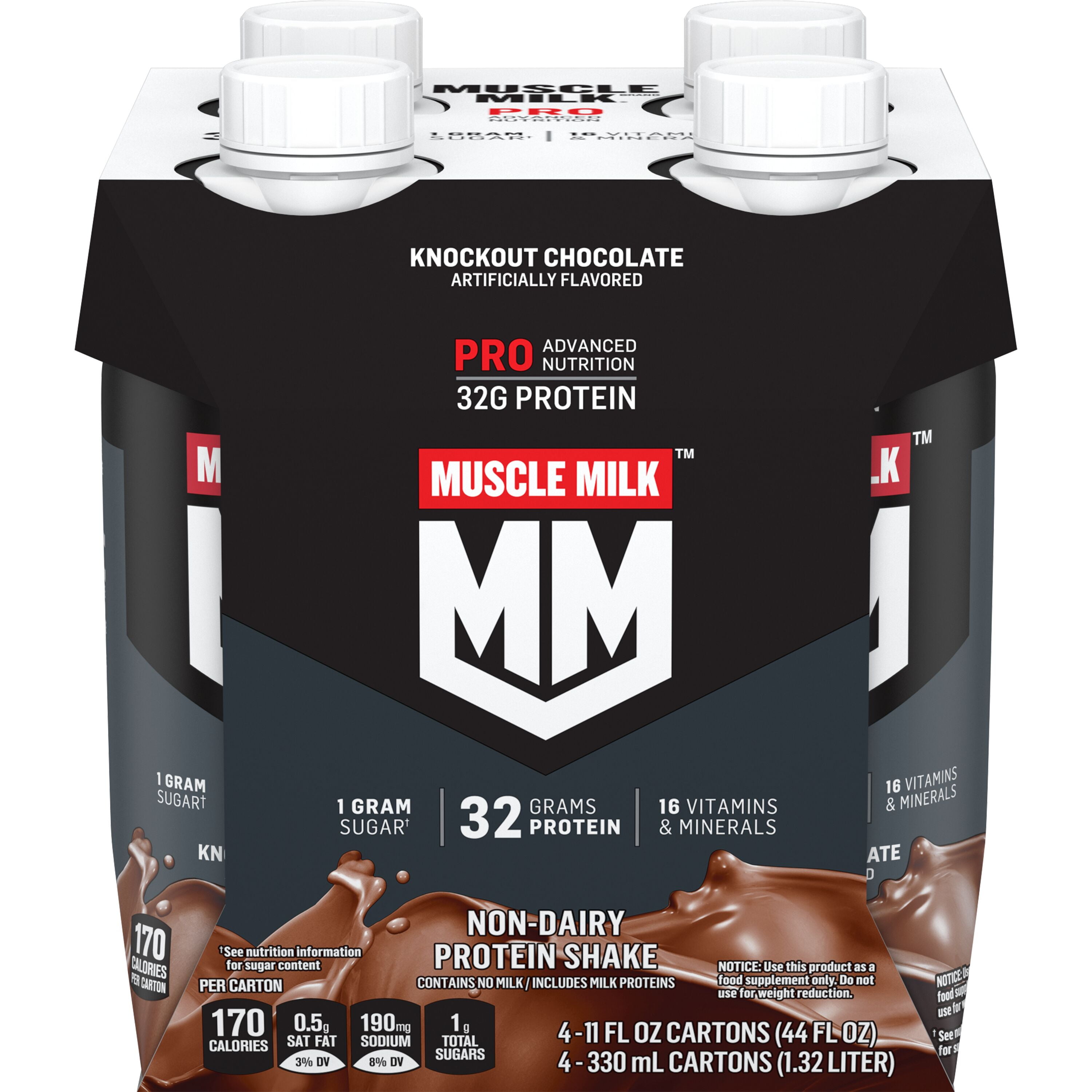 Muscle Milk Pro Advanced Nutrition Protein Shake, Knockout Chocolate, 11.16 Fl Oz Bottle