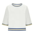 thumbnail image 6 of 3/4 Sleeve Tops for Women Lightweight Crewneck Color Block Tee Shirt, Basic Summer Loose Tees Dressy Casual Blouse T-Shirt White XXL, 6 of 6
