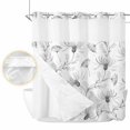 thumbnail image 2 of Gray Flowers No Hook Shower Curtain Waterproof, Bathroom Curtains with Snap in Liners and See Through Top Window, Abstract Floral Plants Pastoral Rustic Hotel Style Bathtub Curtains Shower 72"Wx78"L, 2 of 8