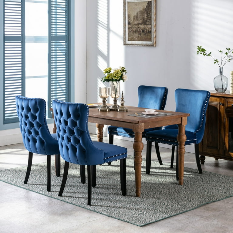 4 blue dining chairs hot sale