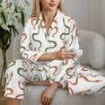thumbnail image 5 of KLL Hand Drawn Snake Print Women's Long Sleeve Pajamas with Pants Sleepwear Loungewear 2 Set-X-Large, 5 of 7