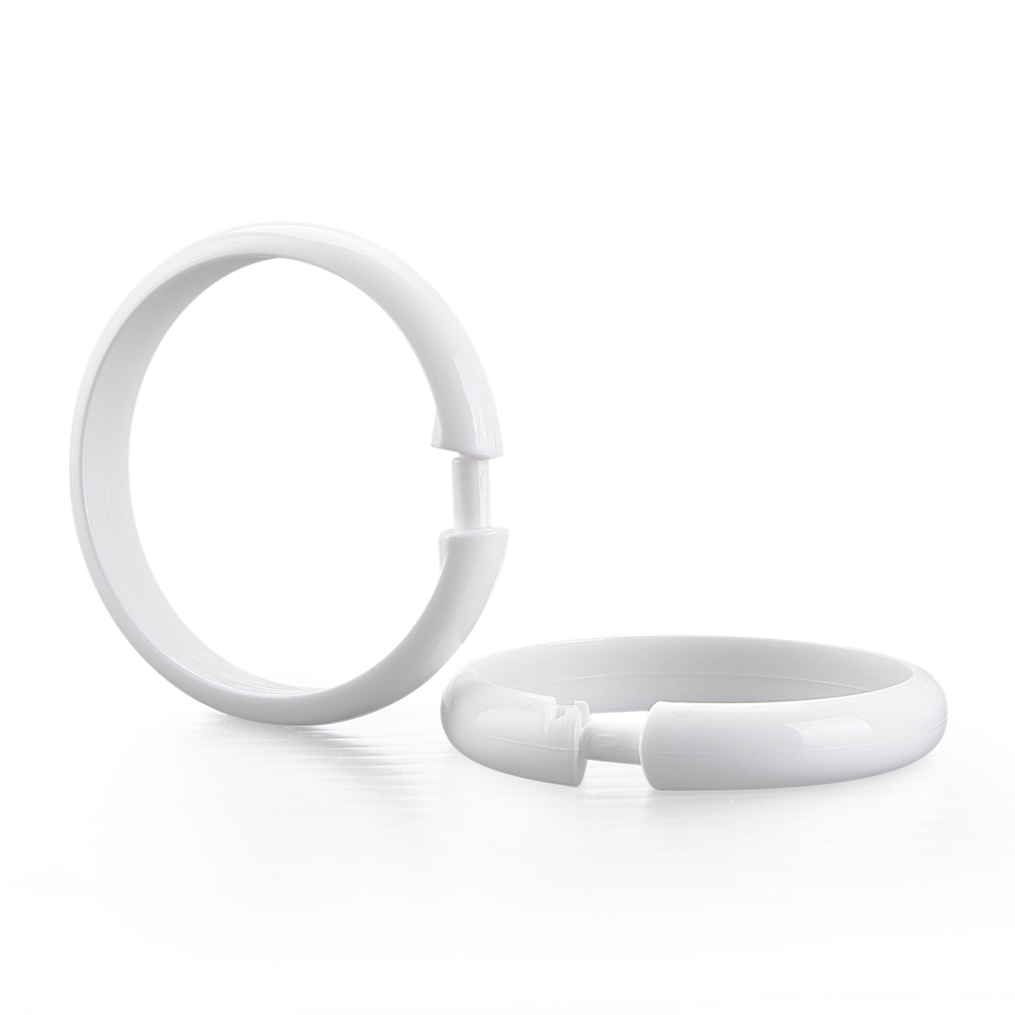 (4 pack) Mainstays White Plastic Durable O-Shaped Shower Curtain Ring Hooks, 12 Count