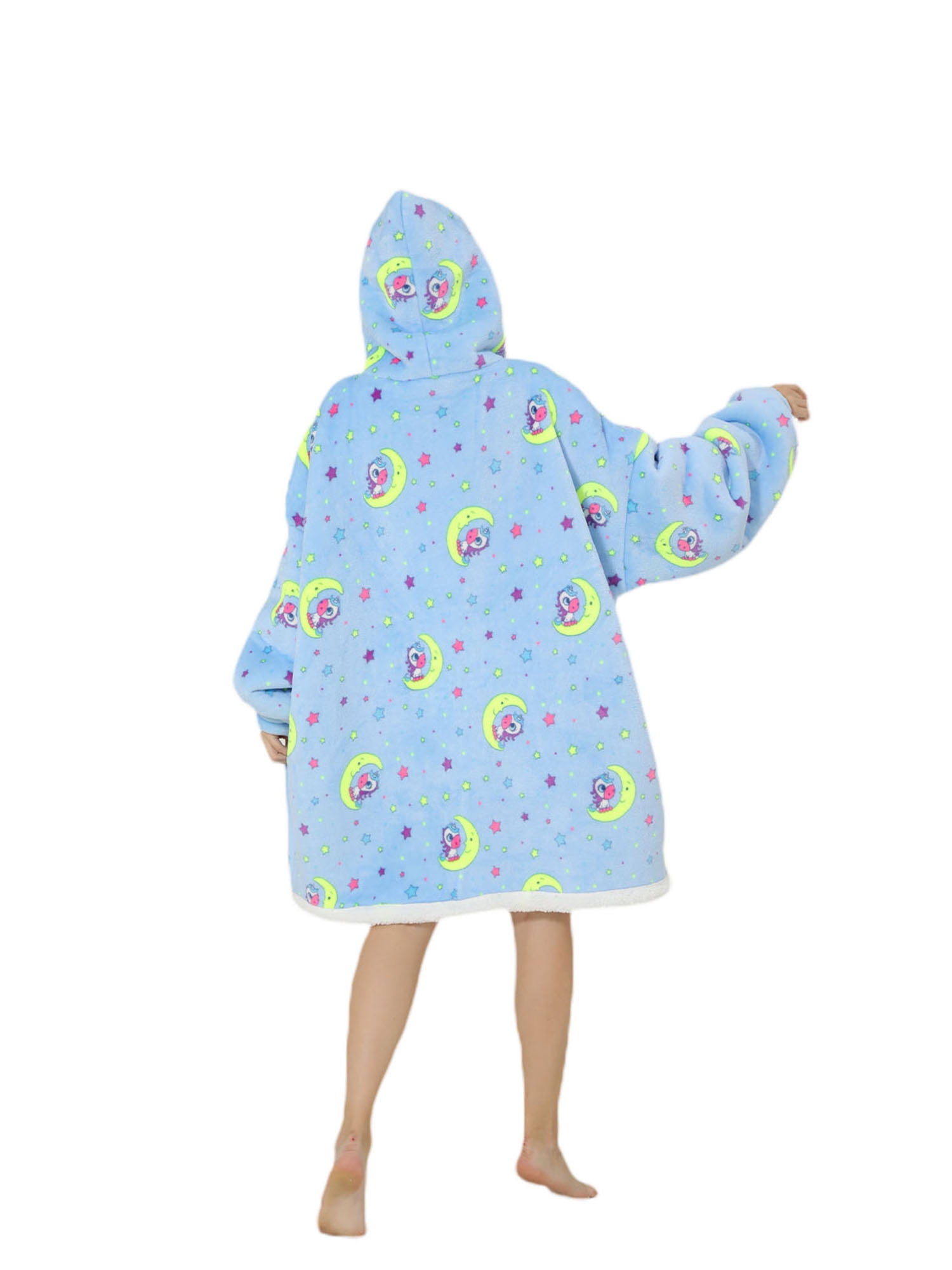 Shuttle tree Oversized Wearable Blanket Hoodie For Adult Kids Hooded Sherpa Sweatshirt With Front Pocket