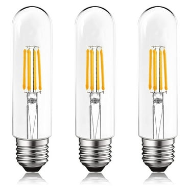 Luxrite T10 LED Bulb 5W=60W 3000K Soft White Edison Bulb 500 Lumens Tubular Light Bulb Damp Rated UL Listed E26 3-Pack