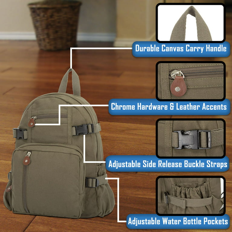 Fly Fishing Lure Hook Army Sport Heavyweight Canvas Backpack Bag