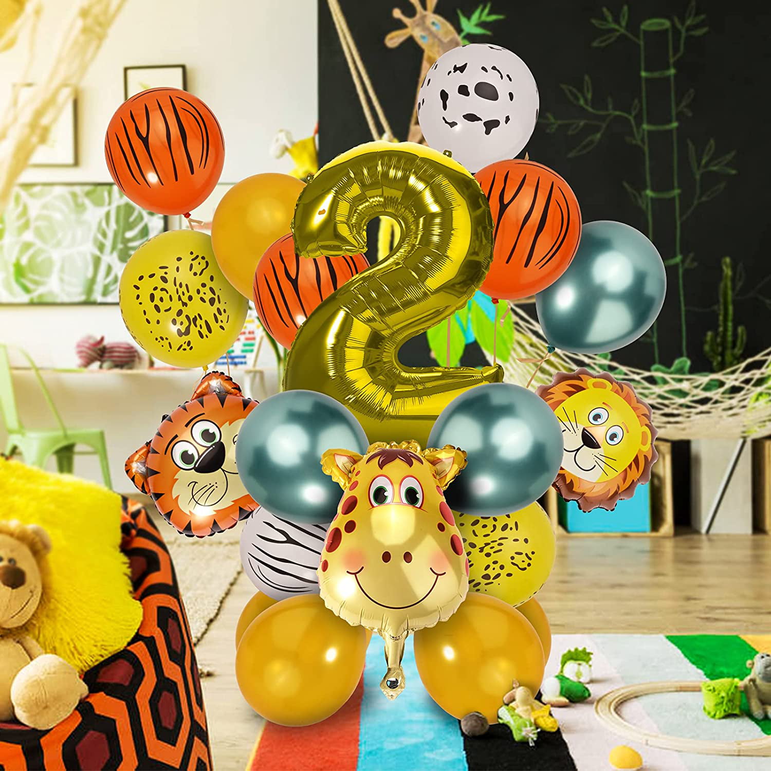 3st Safari Theme Birthday Hicfen 21 Pcs Jungle Animal Theme Kids Birthday Party Supplies Safari Birthday Number Balloons Decorations Perfect for Your Kids Theme Party 