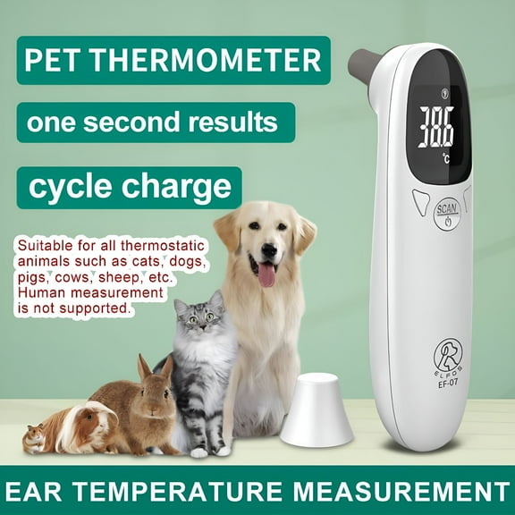XIRQI Pet Ear Thermometer for Dogs Cats & Livestock Veterinary LED Display Thermometers 1 Second Measurement Veterinary Fever