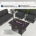 thumbnail image 5 of Kullavik  Aluminum Outdoor Patio Furniture with Curved Armrests & Firepit Table 10 seats w/FirePit - Black, 5 of 5
