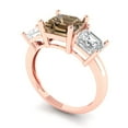 thumbnail image 2 of 4.0ct SQ Emerald Cut Brown Champagne Crystal 18k Rose Gold Engraving Statement Bridal Wedding 3 stone Designer Ring Size 5.5, 2 of 5