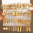 thumbnail image 4 of Conjunto de aretes de metal con diseño geométrico cuadrado, conjunto de aretes con diseño de viento, fácil de usar, material de metal duradero, estilo moderno, 4 of 6