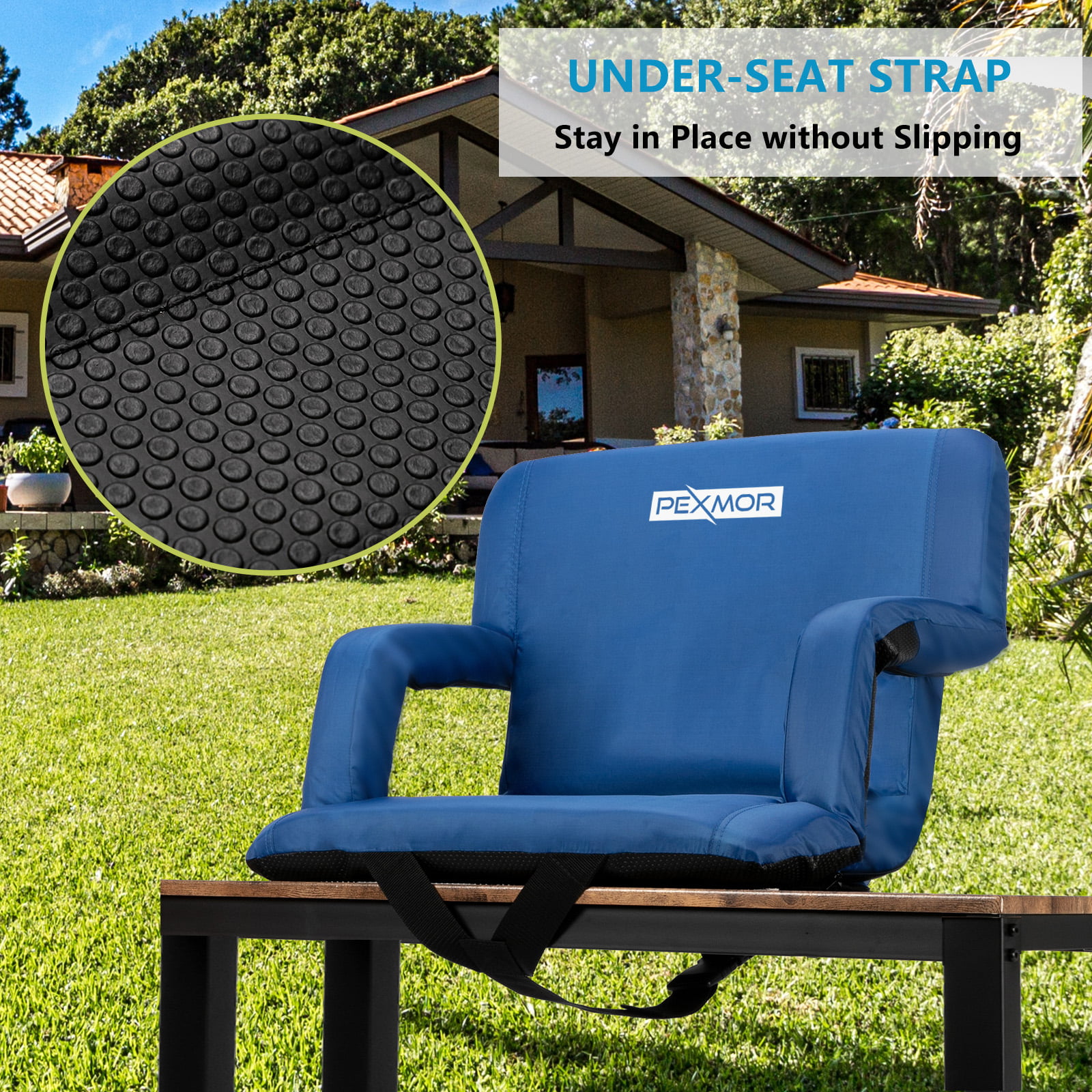 4 Pack 25'' Wide Extra Stadium Seat for Bleachers with Back Support  Reclining Adults Camping Stadium Chair Thick Cushion Bleacher Seats  Waterproof