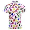 thumbnail image 4 of Colorful Paw Print Men Zipper T-shirt Summer Casual Short Sleeve T-shirt Top, 4 of 7