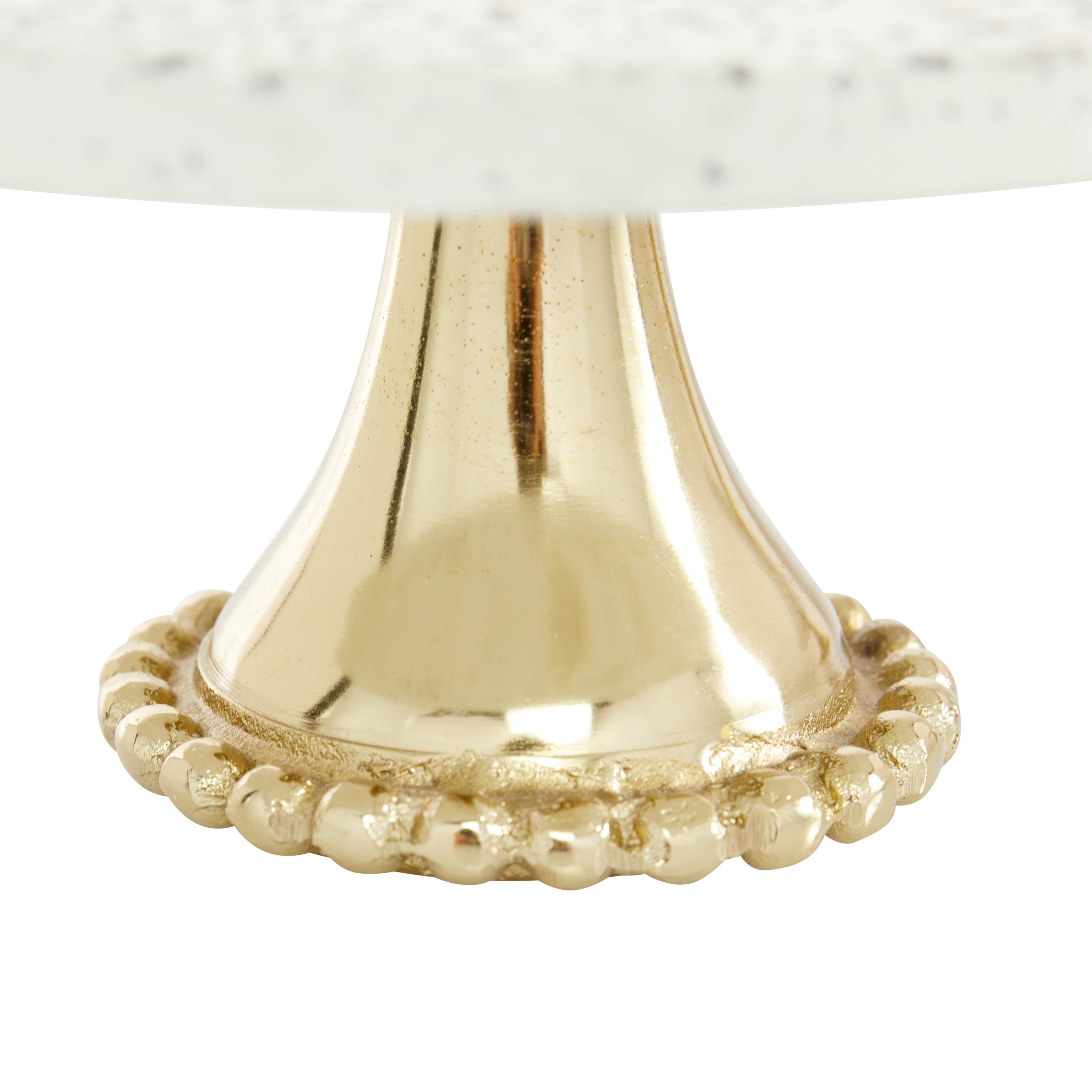 DecMode 10", 12"W Gold Ceramic Speckled Cake Stand with Gold Base, 2-Pieces