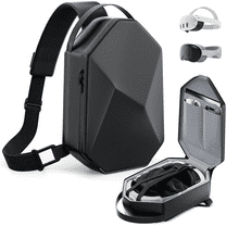 Myecovie VR Carrying Case for Meta Quest 3/Quest 2/Vision Pro/Pico 4, Hard Travel Case Compatible with Most Battery Strap and Controllers Accessories, Crossbody Shoulder Backpack