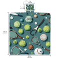 thumbnail image 2 of Tennis Canvas Picnic Mat Waterproof Foldable Portable Outdoor Beach Blanket Sandproof 60"x80" Blue and White Striped Pattern, 2 of 6