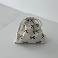 thumbnail image 4 of Stylish Cotton Ribbon Bowknot Drawstring Bag Cotton String Pouches with Bowknot Pattern Daily Essential Organizers, 4 of 9