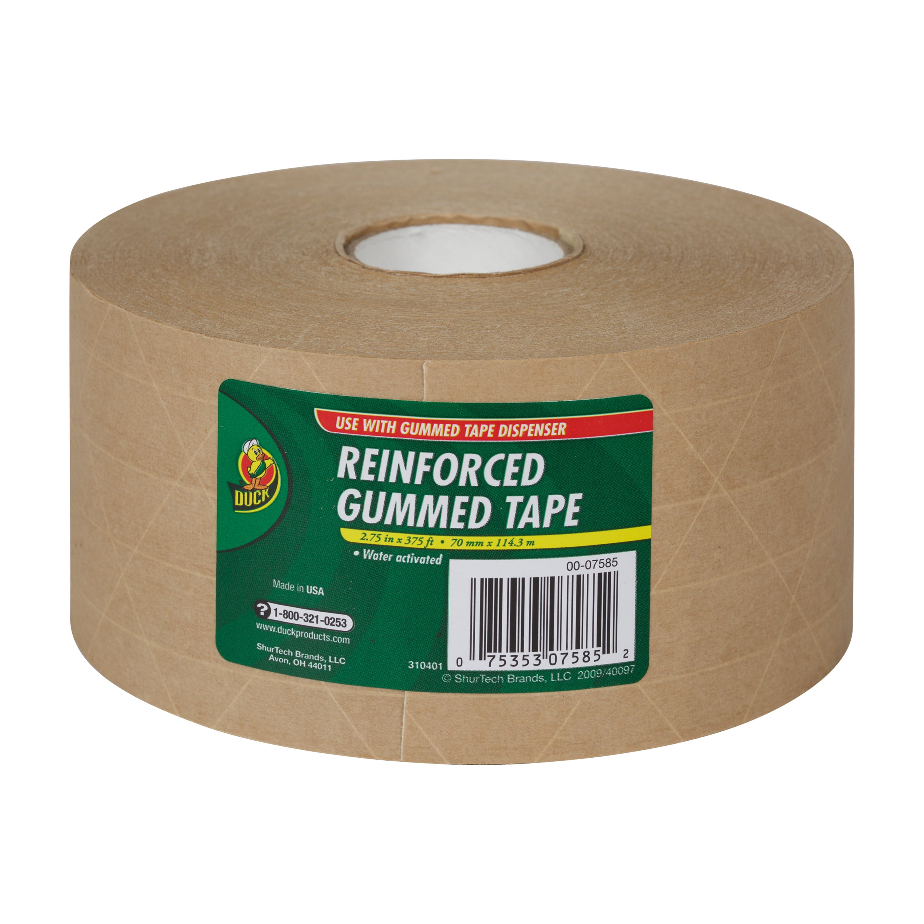8 ROLLS 2.75in 70mm x 375ft Reinforced Gummed Kraft Paper Tape Water Activated 