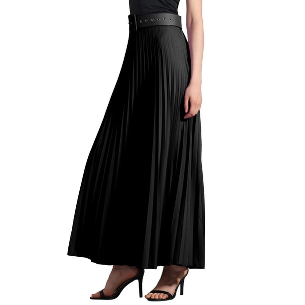 【AAKE】HOOK STRAP MAXI SKIRT INSPIRE CHIC Elastic High Waist Flowy Pleated Skirt for