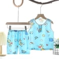 thumbnail image 2 of NOLDARES Toddler Baby Boy Clothes Summer Outfits Sleeveless Cute Print Tank Tops T-Shirt+Casual Shorts 2Pcs Clothing Set(Mint Green,6-12 Months), 2 of 4