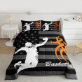 thumbnail image 3 of Homewish Basketball Sport Player Bedding Comforter Set for Teen, Grey Stripes Abstract Twin Comforter Sets, Modern Ball Game Reversible Bedding Set, Luxury Bedroom Decor, 2pcs, 3 of 9