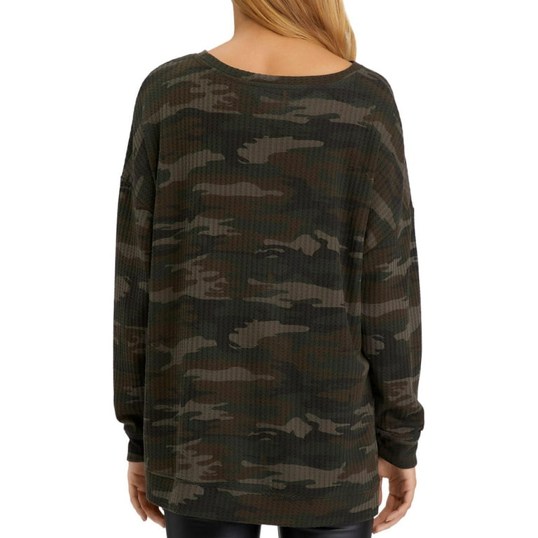 Sanctuary Womens Slow Time Camouflage Waffle Thermal Top