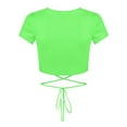 thumbnail image 6 of WREESH Women's Rib Knit Crop Tops Solid Color Round Neck Short Sleeve Casual Fashion Tops Green, 6 of 9