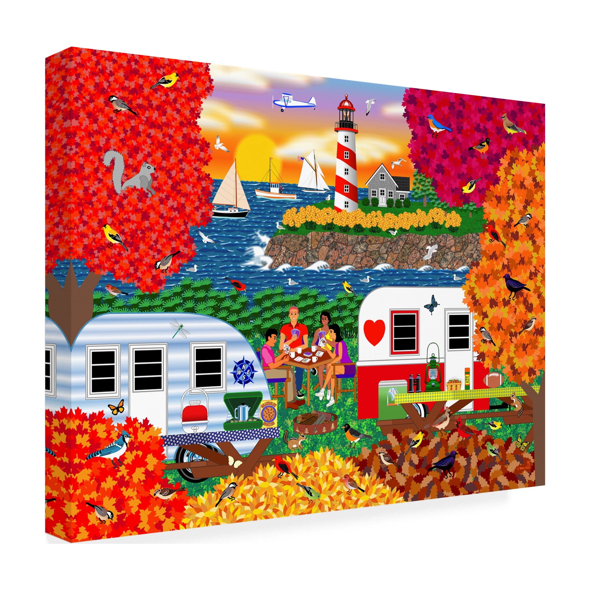 Canvas Wall Art - Mark Frost 'Camping Is In The Cards' Wall Art for Living Room, Bedroom, or Office DÃ©cor by Trademark Fine Art - 47 x 35 Inches