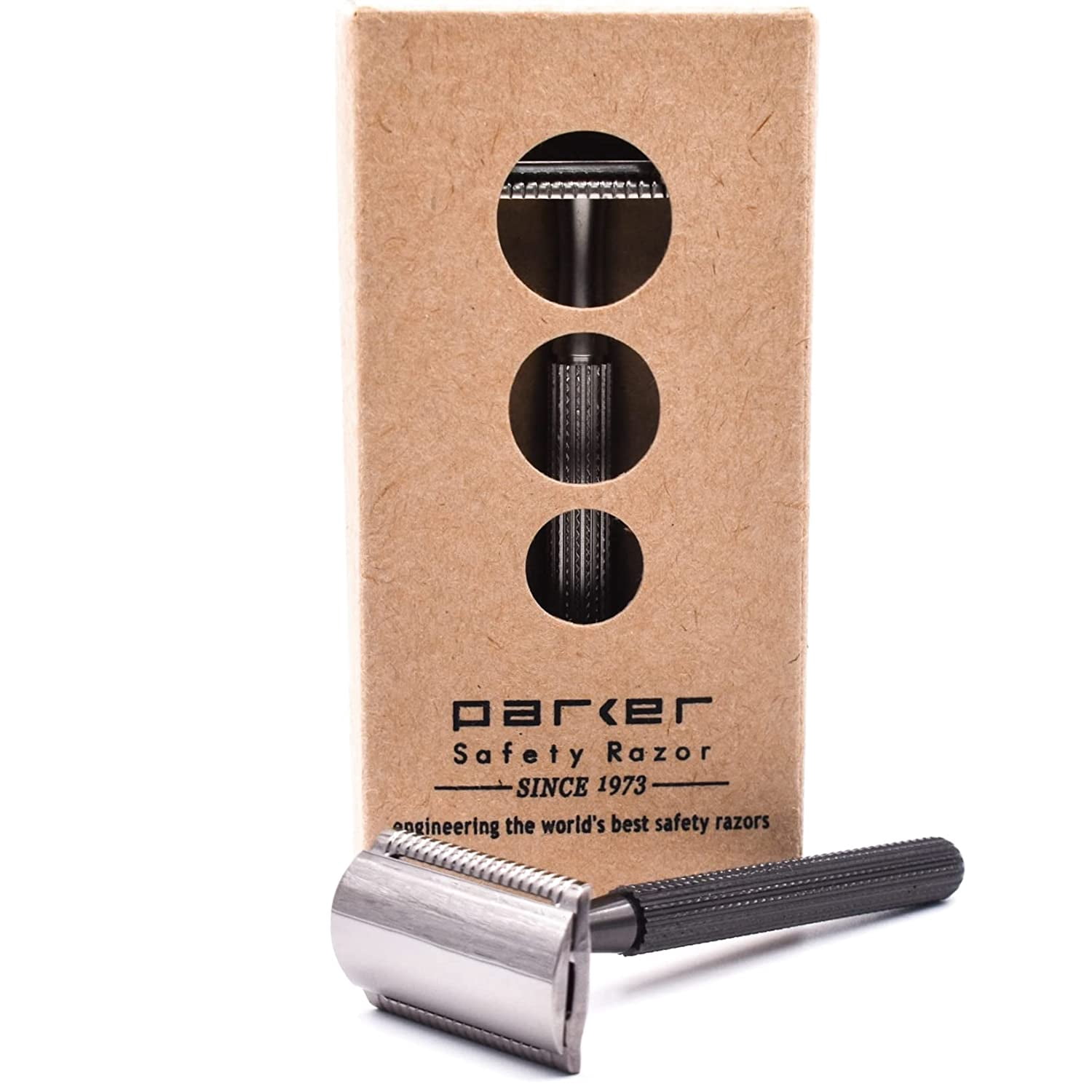 Parker Safety Razor, Model 78R 3-Piece Closed Comb Safety Razor with 5 Parker Platinum Blades Included, (Graphite / Gun Metal)