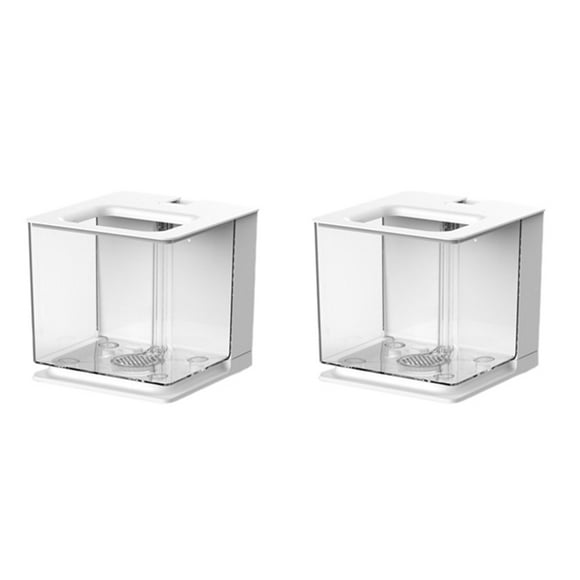 2X Betta Fish Tank Aquarium Fish Tank Easy to Change the Water Acrylic Plastic Self-Cleaning Small Fish Tank(White)