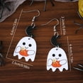 thumbnail image 3 of SUSHANG Ghost Pumpkin Earrings Halloween Drop Dangle Earrings for Women Lightweight Wooden Pumpkin Black Bat Halloween Earrings Cute Earrings Halloween Theme Gifts Party, 3 of 9
