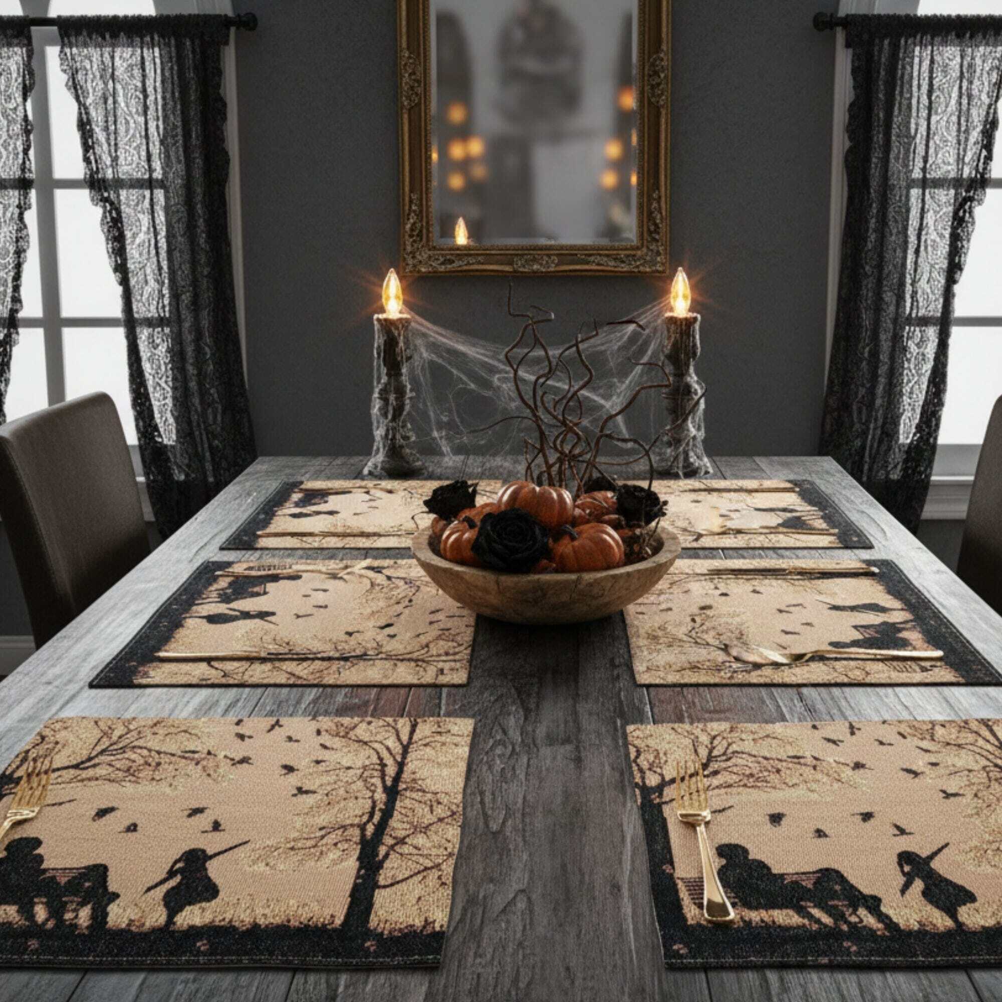 DaDalogy Bedding Set of 4 Pieces Autumn Birds Blessing Tapestry Dining Placemats 13” x 19” (18198)
