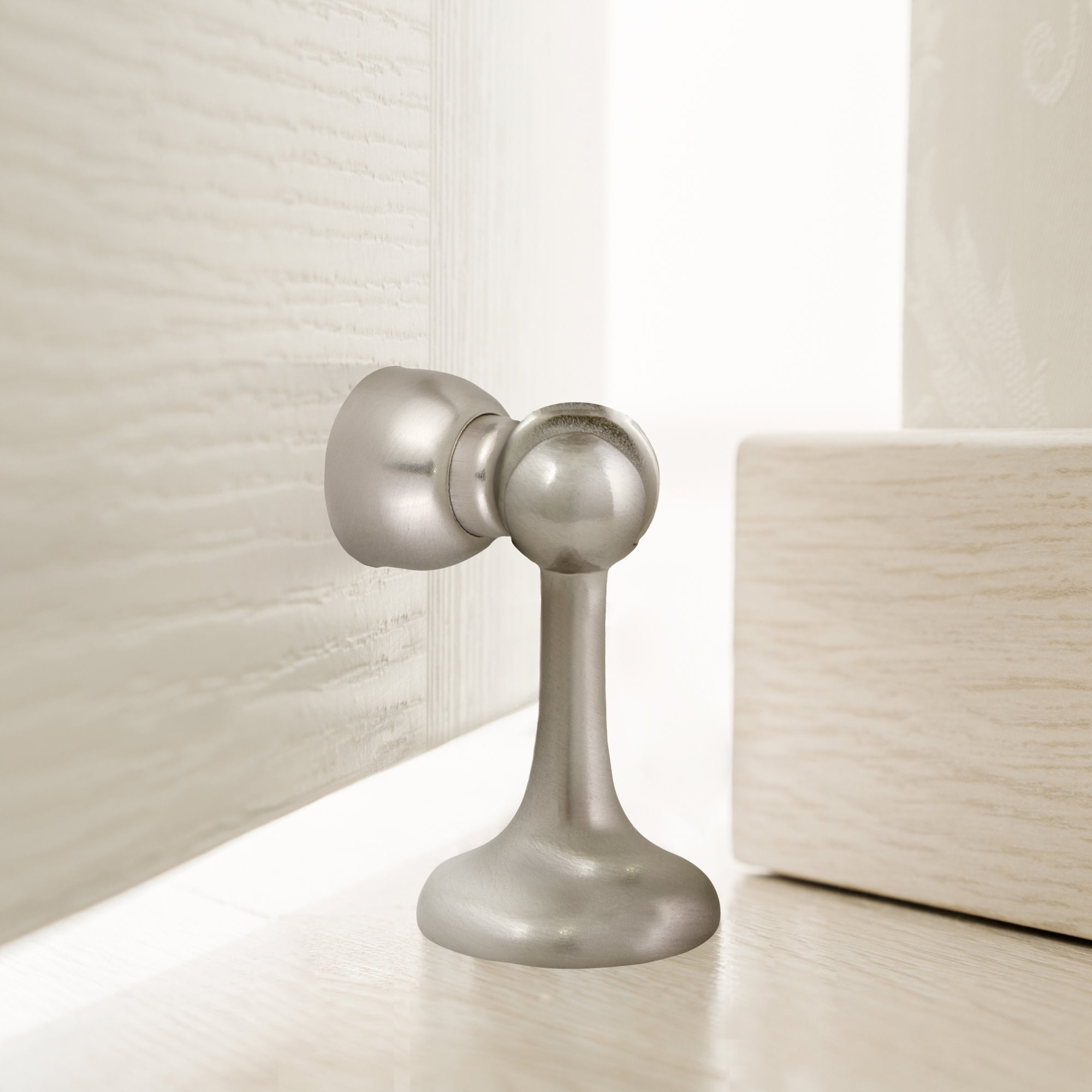 Design House 2-Pack Magnetic Door Stop Wall Protectors with Magnetic Tip, Satin Nickel