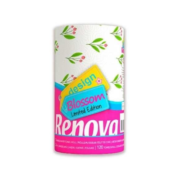 Renova Blossom Paper Towels, 1 Roll, 120 Sheets Per Roll